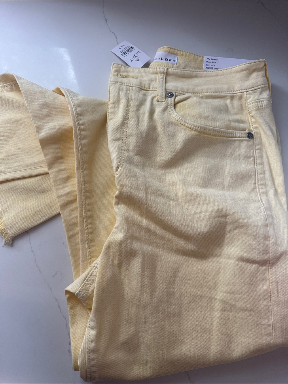 LOFT High-Rise Straight Jeans in Soft Yellow
